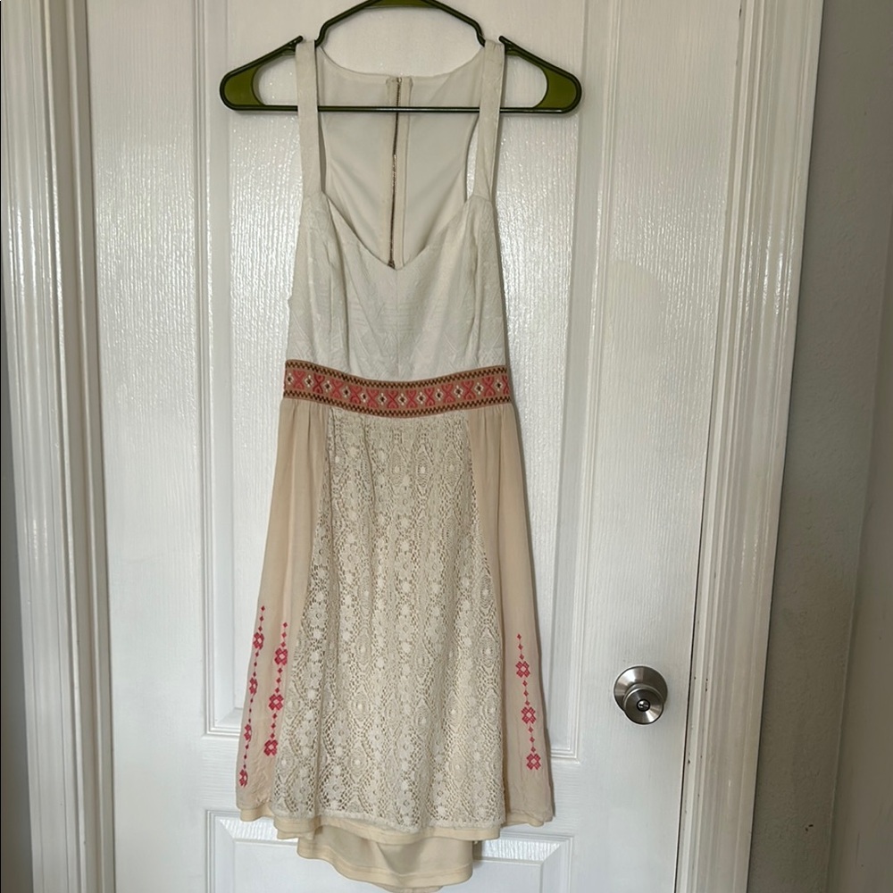 Boho Lace Dress with Embroidered Accents